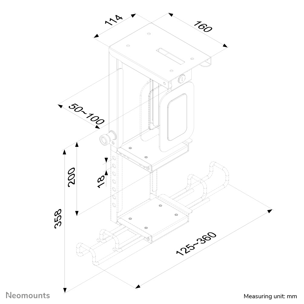 NEOMOUNTS CPU-D075BLACK/LK Rechnerhalter Hoehe 20 bis 36cm 7,87 bis 14,17 Zoll Breite 5 bis 10cm 1,97 bis 3,94 Toll Schlo