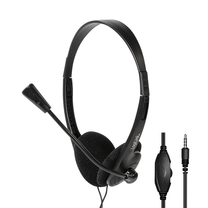Logilink Stereo-Headset, 1x 3,5-mm-Klinke Bügelmikro Eco-Box