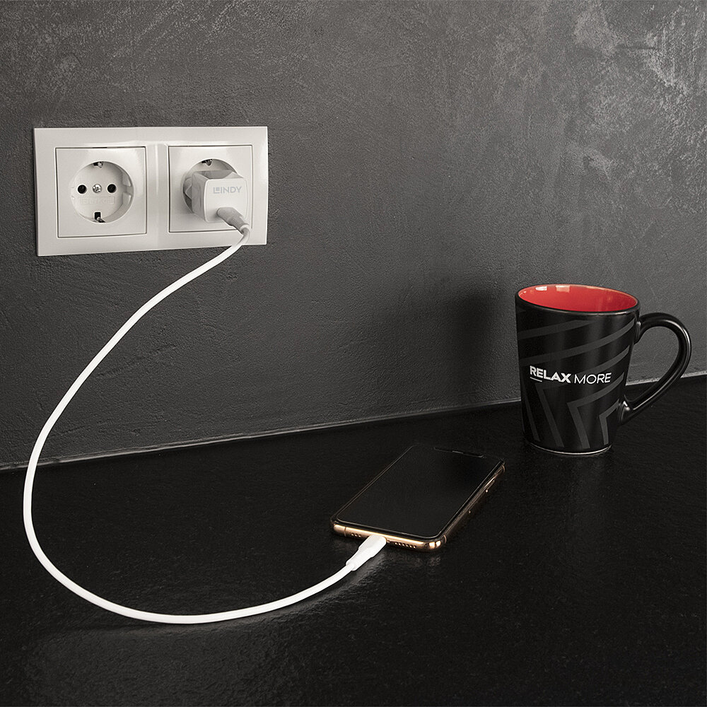LINDY USB Typ C PD GaN Charger 20W, weiß