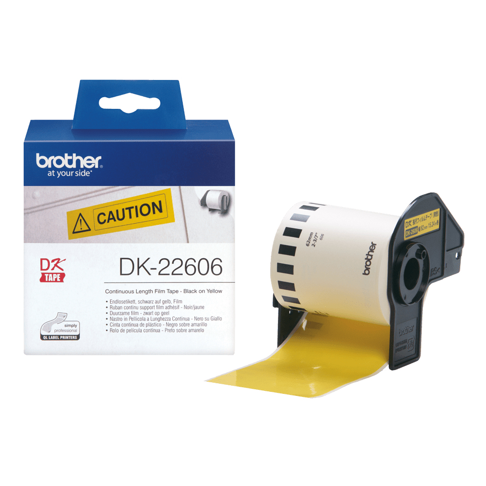 brother Endlosetikett für Etikettendrucker DK22606 gelb, 62,0 mm, 1 x 1 Etiketten