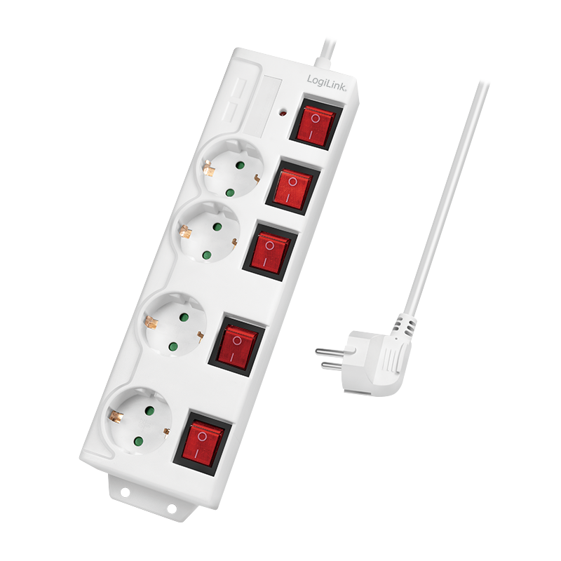Logilink Steckdosenleiste 4-fach,4xCEE 7/3,m. 5Schalter,weiß