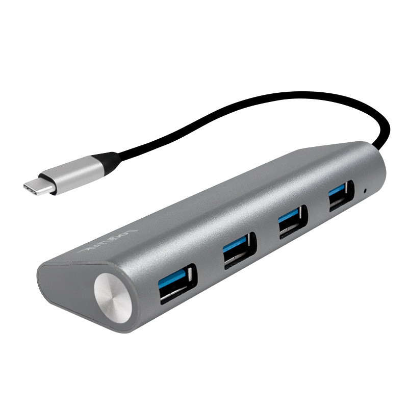 Logilink USB 3.1 HUB 4-port Type-C Aluminium grau