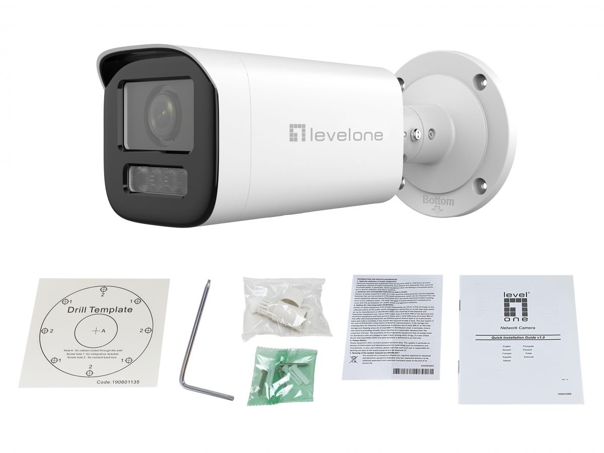 LevelOne IPCam 4xZ Dome Fix Out 2MP/H.265/IR/ 11W/PoE/IP67