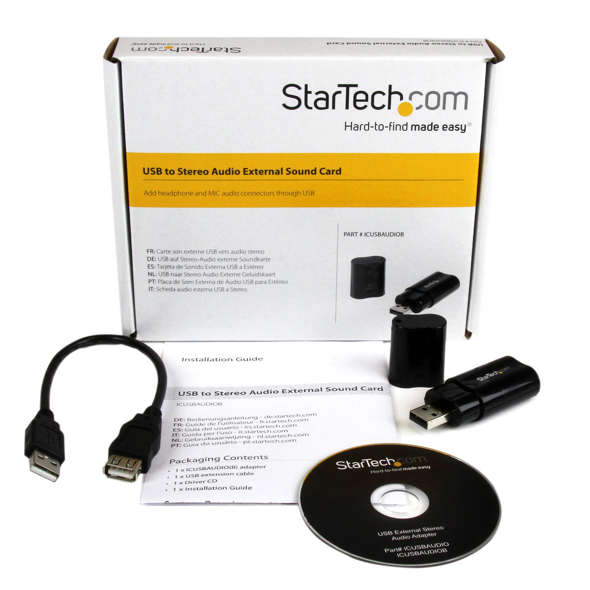 StarTech.com ICUSBAUDIOB USB Audio Adapter externe Soundkarte Schwarz 2x 3,5mm Klinke