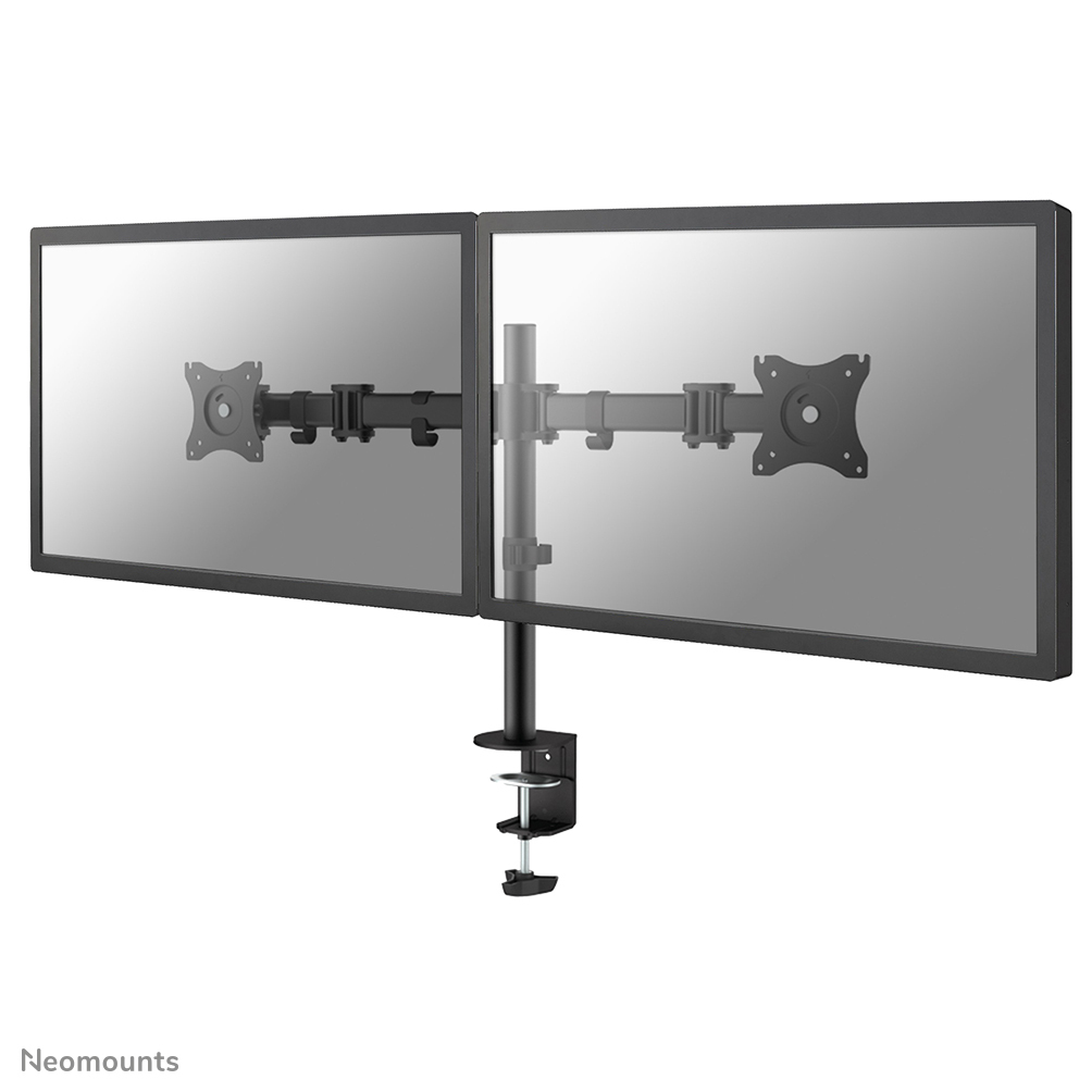 NEOMOUNTS Monitor Dual Deskmount Tischhalter 25-68,6cm 10-27Zoll 2x8kg Höhe 0-40cm Neigen Rotieren Schwenken schwarz
