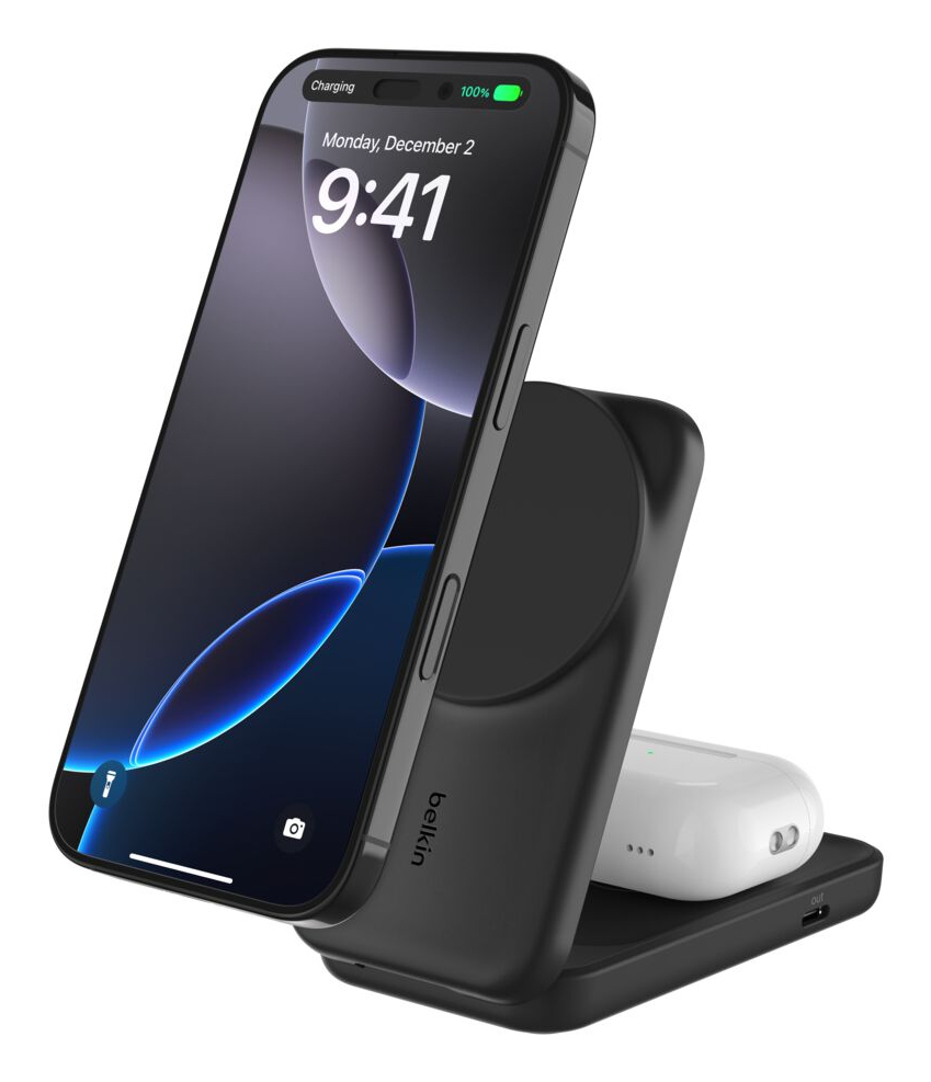 ULTRACHARGE 25 WATT QI2 MAGNETI 2-IN-1 LADESTATION KLAPPBAR SCHW