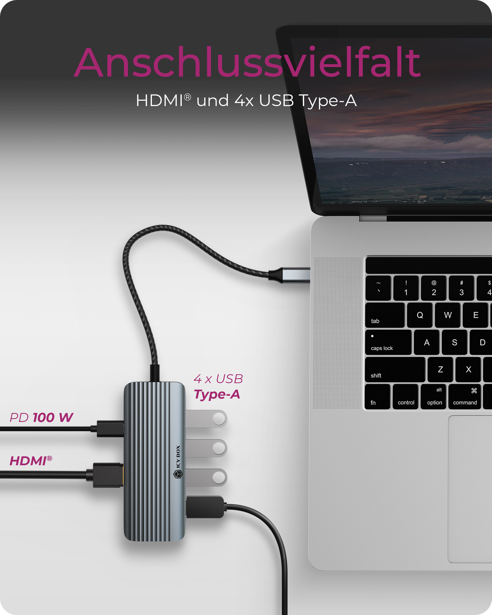 Dockingstation IcyBox 6 in 1 1xHDMI 4K60Hz, 4x USB-A