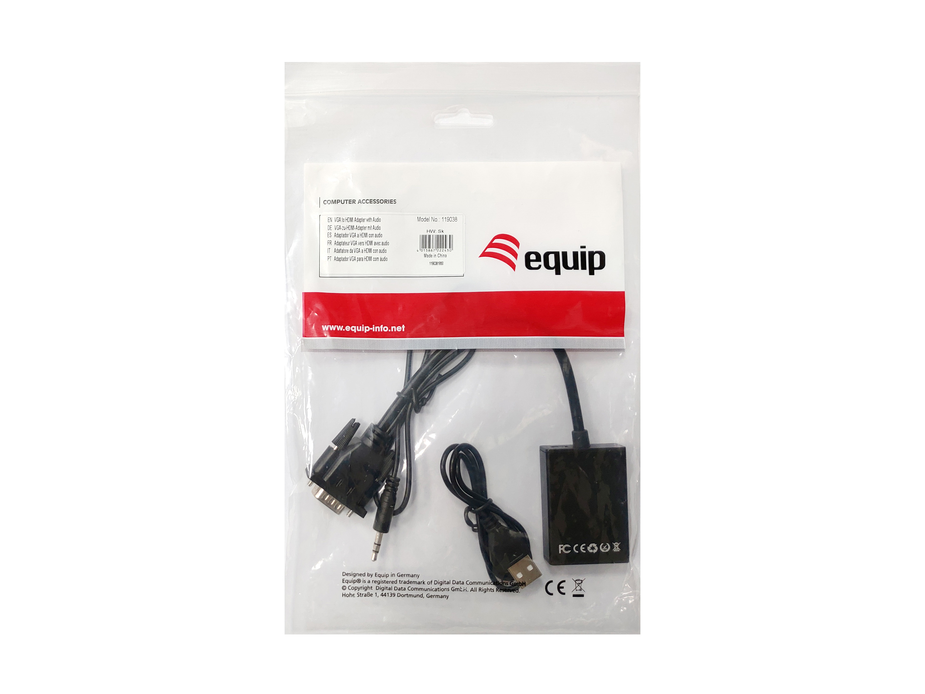 Equip Adapter HD15->HDMI-A/3.5mm/USB-A St/Bu +Audio schwarz