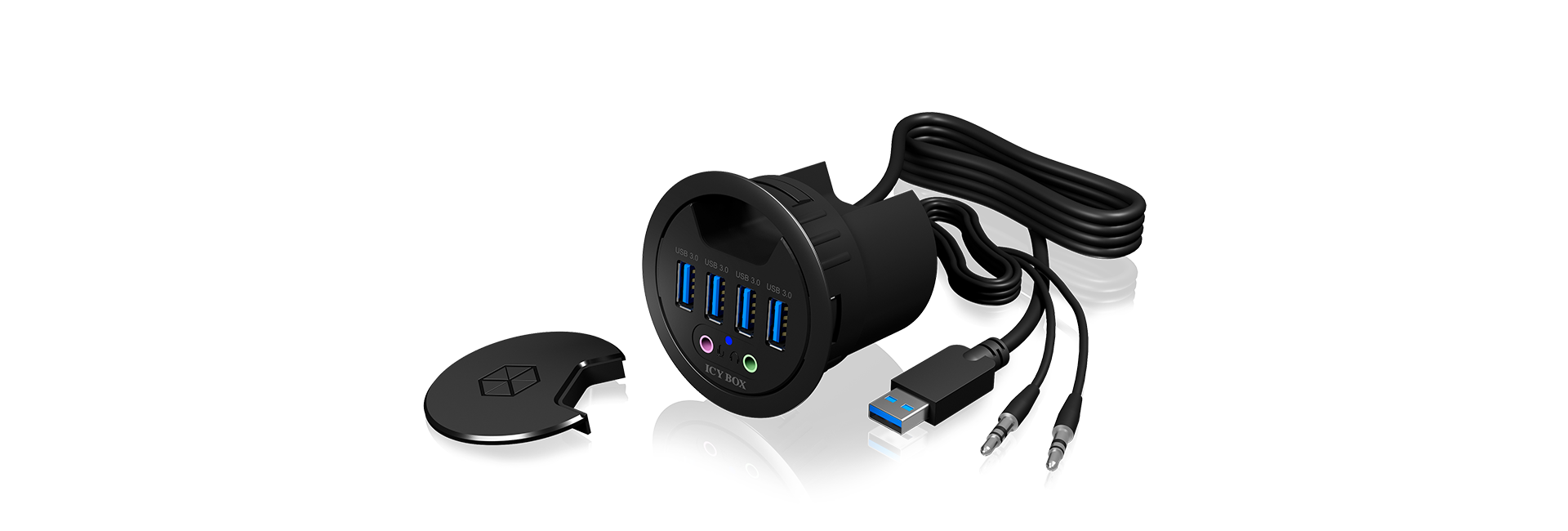 Hub 4-Port IcyBox USB 3.0 IB-Hub1403A Tisch-Hub mit Audio retail