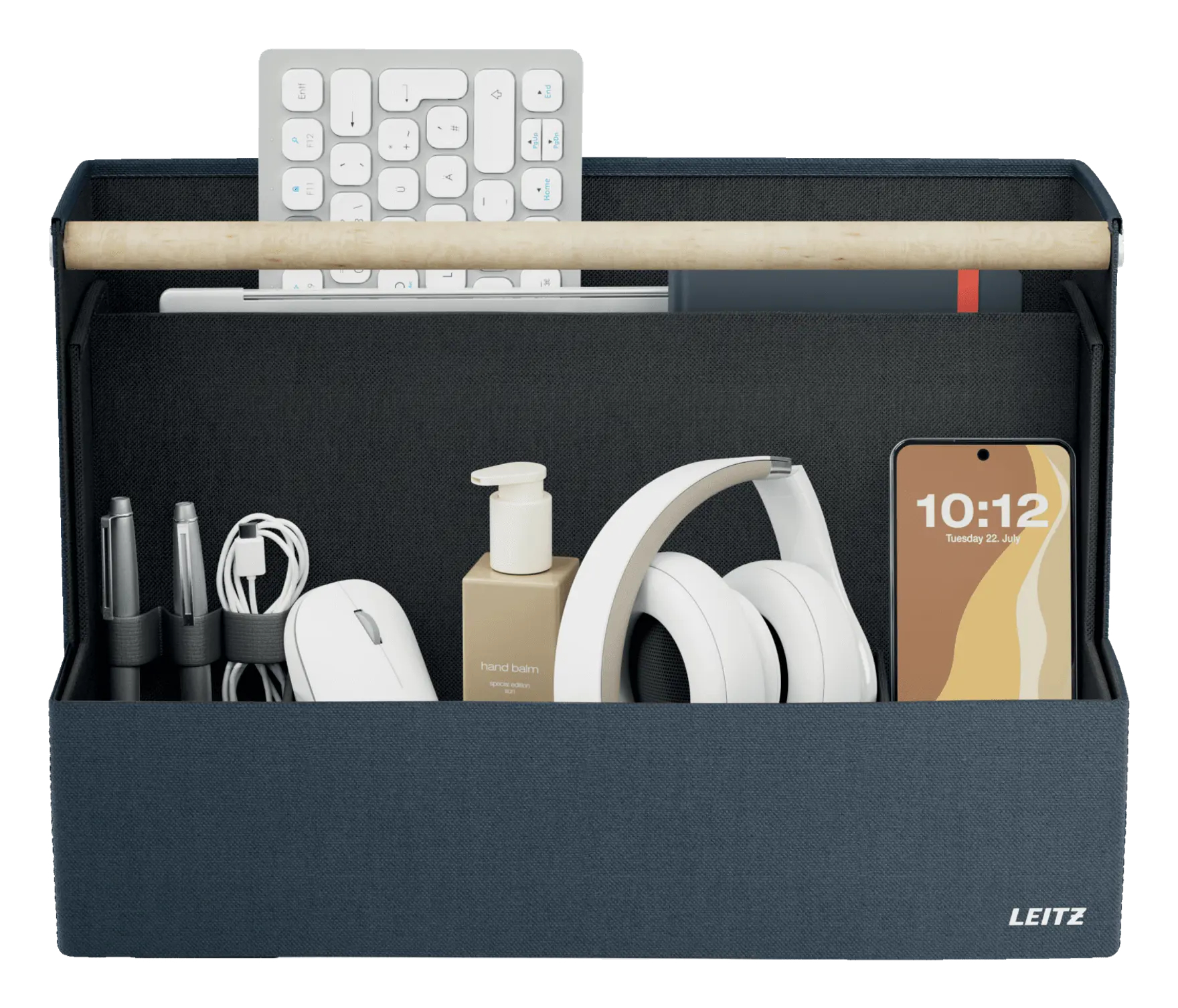 LEITZ Schreibtisch-Organizer dunkelgrau Stoff, Pappe 4 Fächer 38,0 x 19,0 x 26,0 cm