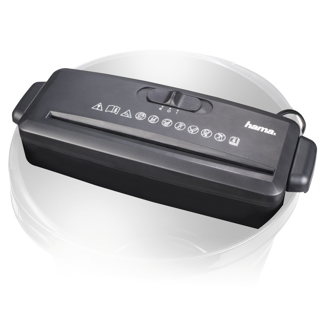 hama Mini S6 Aktenvernichter mit Streifenschnitt P-1, 8 mm, bis 6 Blatt, schwarz