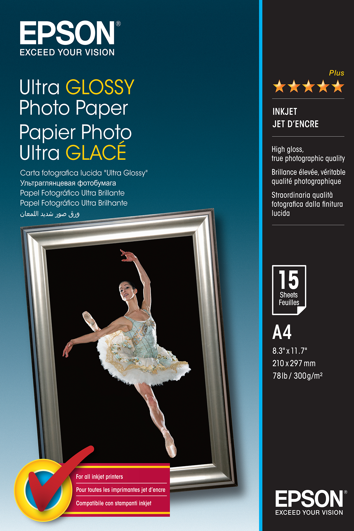 EPSON Fotopapier S041927 DIN A4 hochglänzend 300 g/qm 15 Blatt