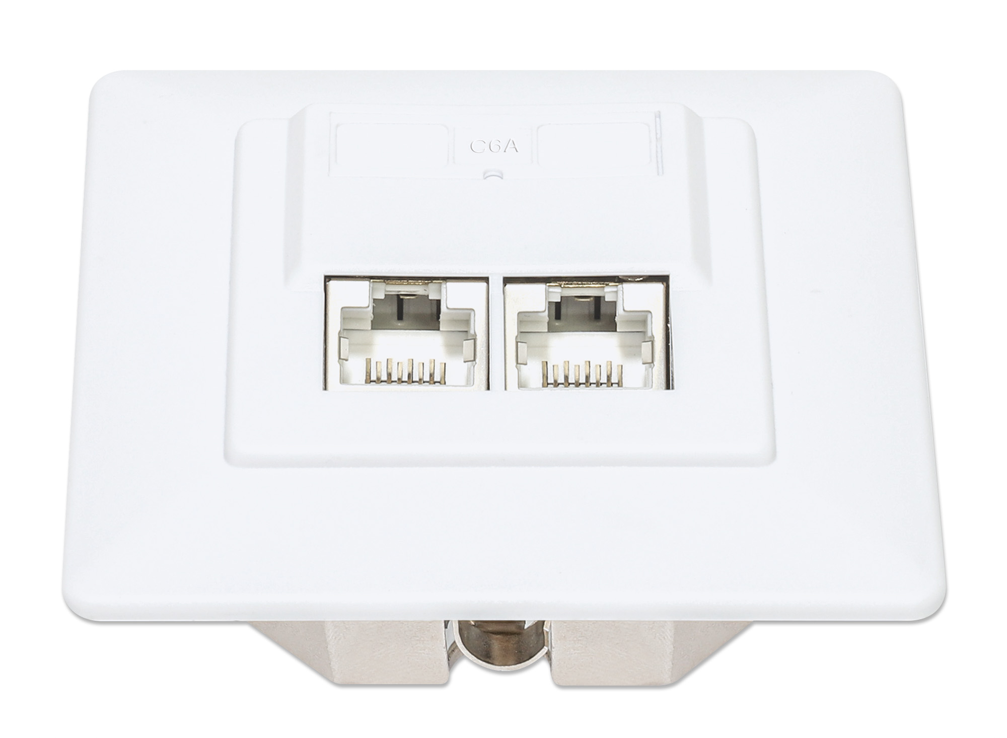 INTELLINET 2-Port Cat6a 10G RJ45-Unterputzdose STP weiß
