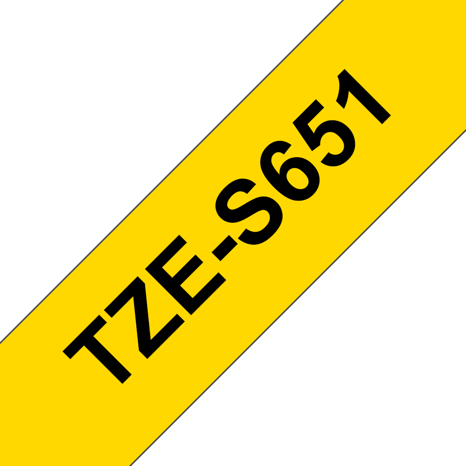 TZE-S651 LAMINATED TAPE 24MM 8M BLACK ON YELLOW EXTRA-STRONG