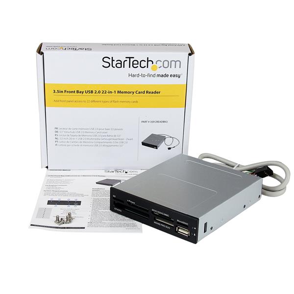 STARTECH.COM Interner USB 2.0 Kartenleser 8,89cm 3,5 Zoll - 22-in-1 Front Panel Card Reader Multi Speicherkartenleser für SD/CF/
