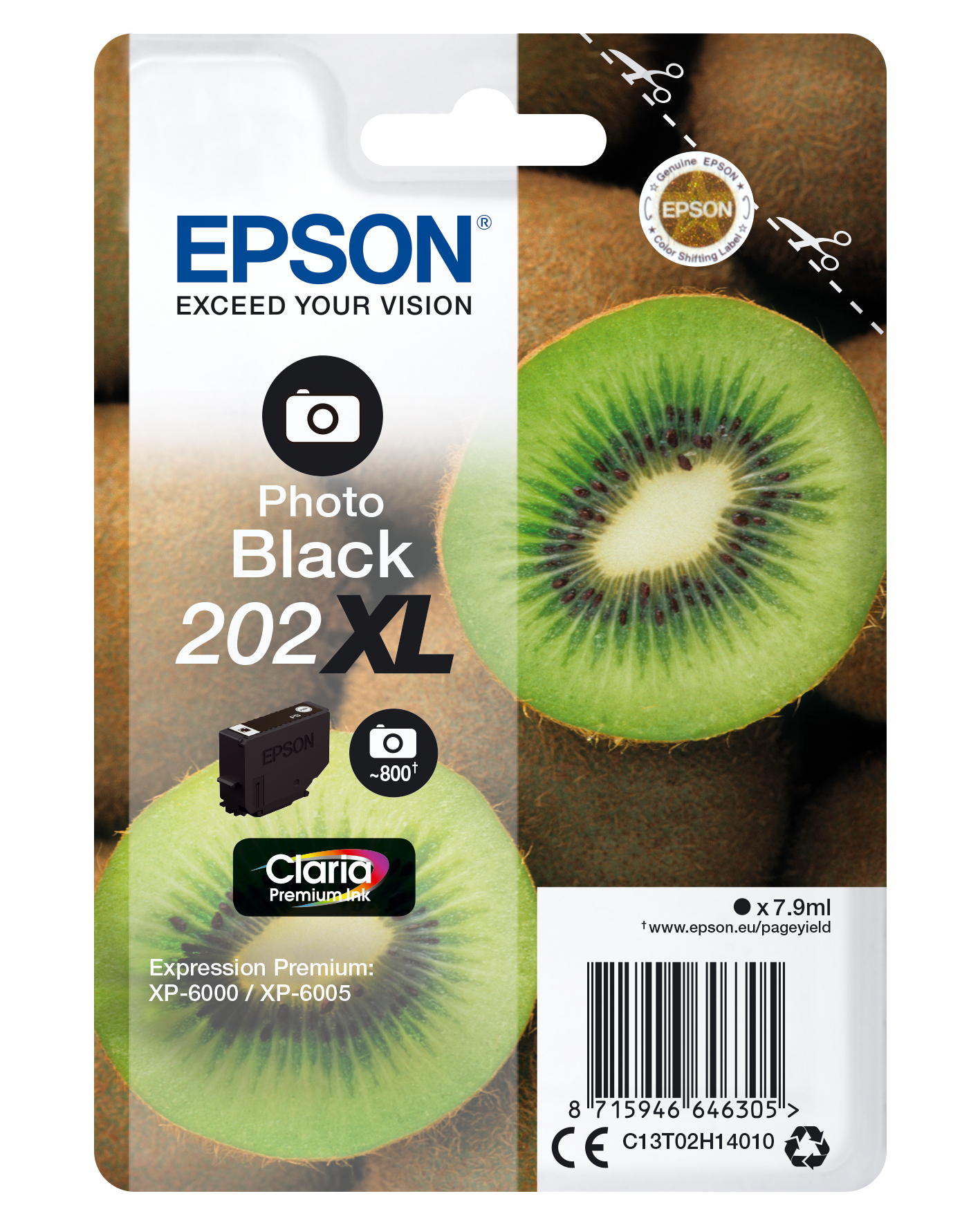 EPSON 202XL/T02H14 (Kiwi) Foto schwarz Druckerpatrone