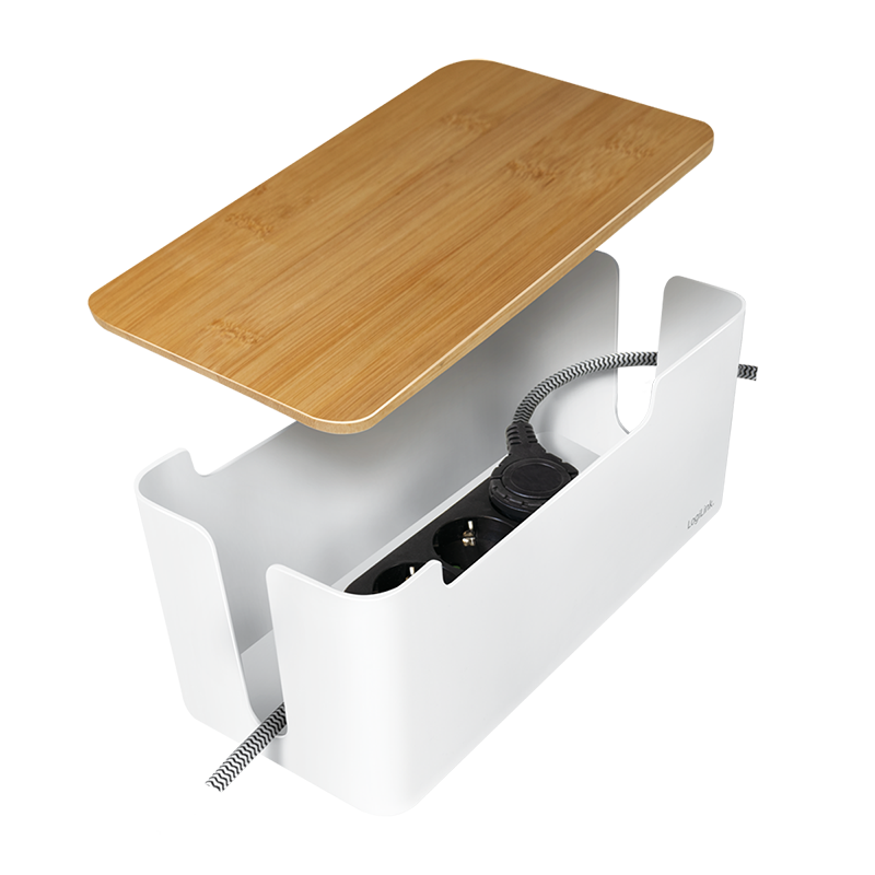 Management Cable Box Bambus-Deckel 320 x 140 x 130mm LogiLink White