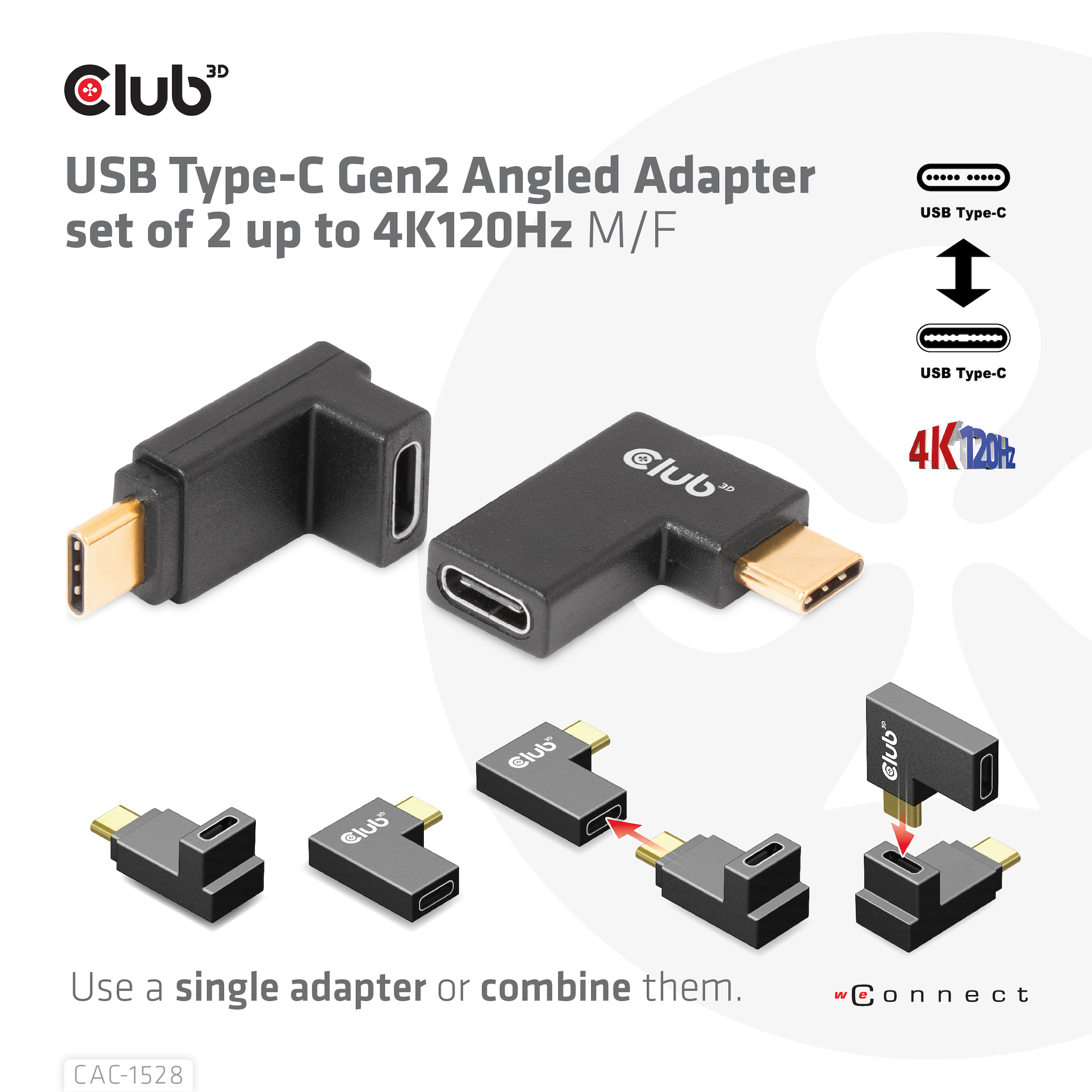 Club3D Adapter USB 3.2 Typ C  USB 3.2 Typ C gewinkelt St/B retail