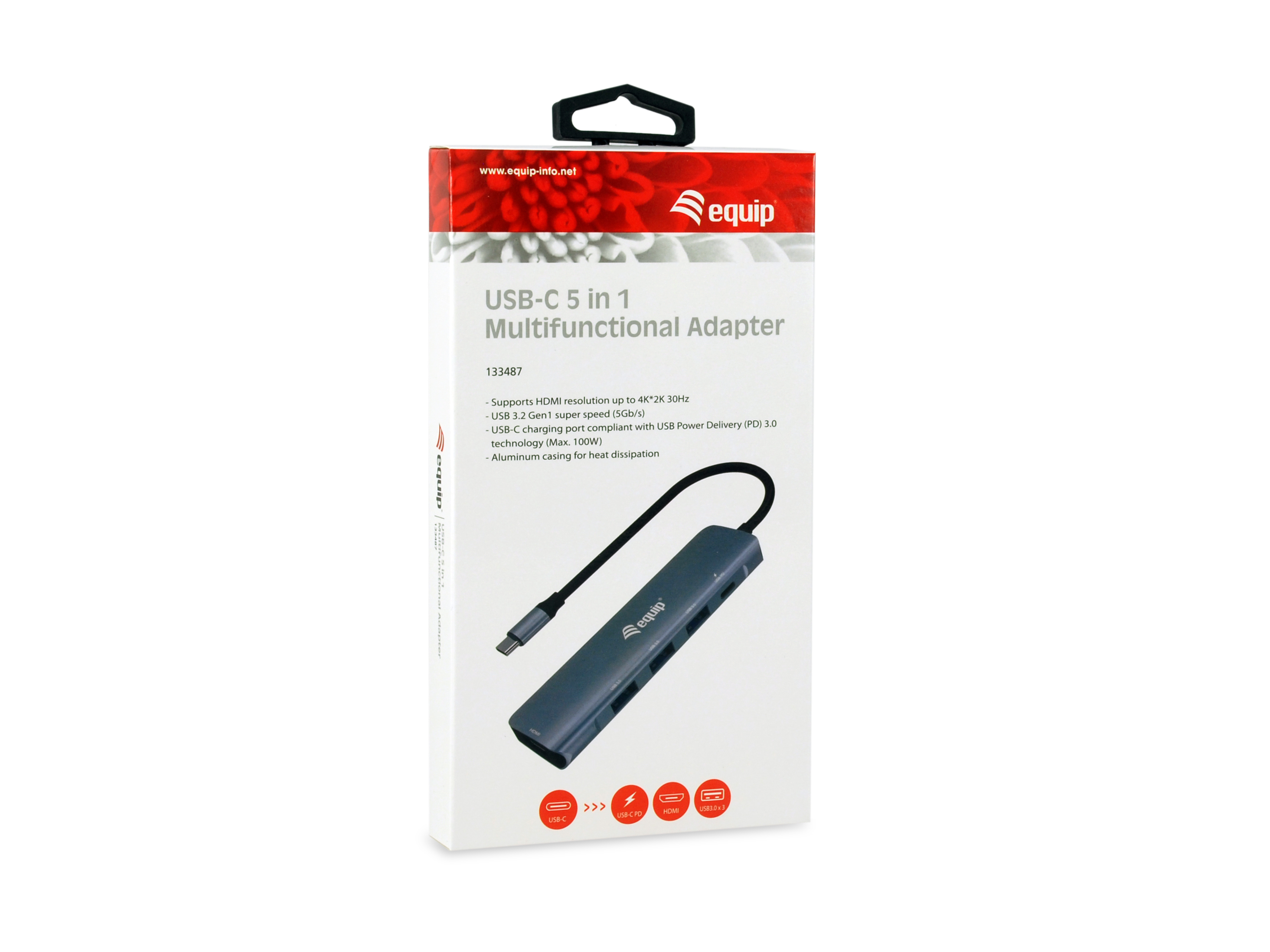 Equip Dock 5-1 USB-C->HDMI,3xUSB-A,100W USB-C 0.25m