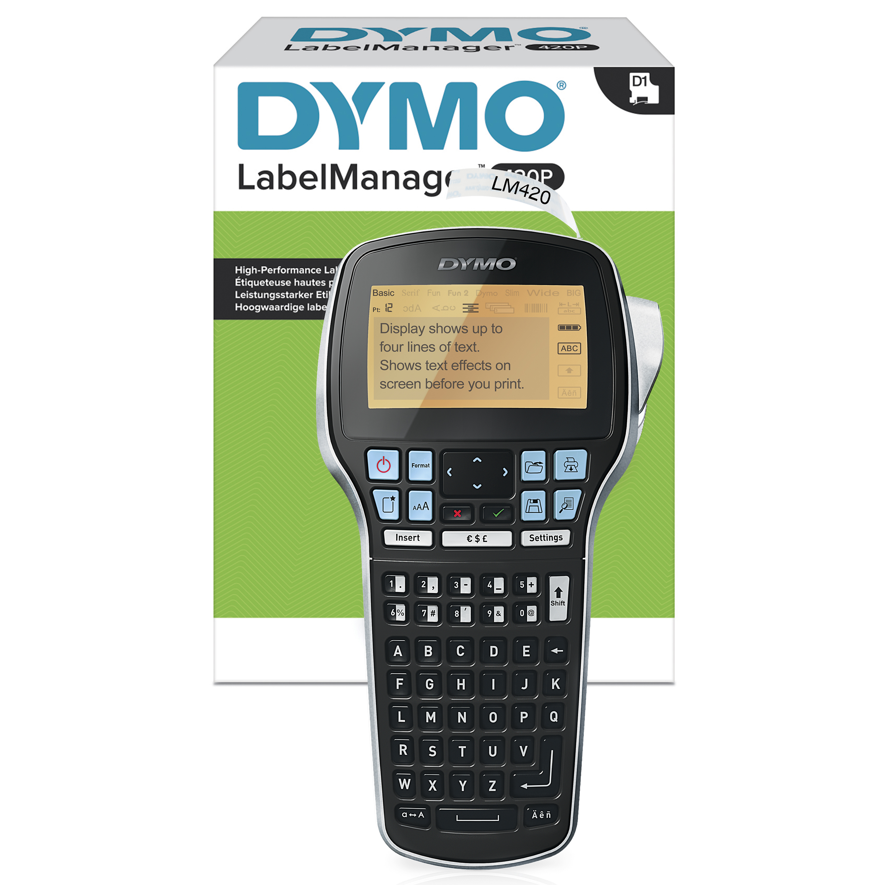 DYMO LabelManager 420P 6/9/12/19 mm D1-Bänder ABC
