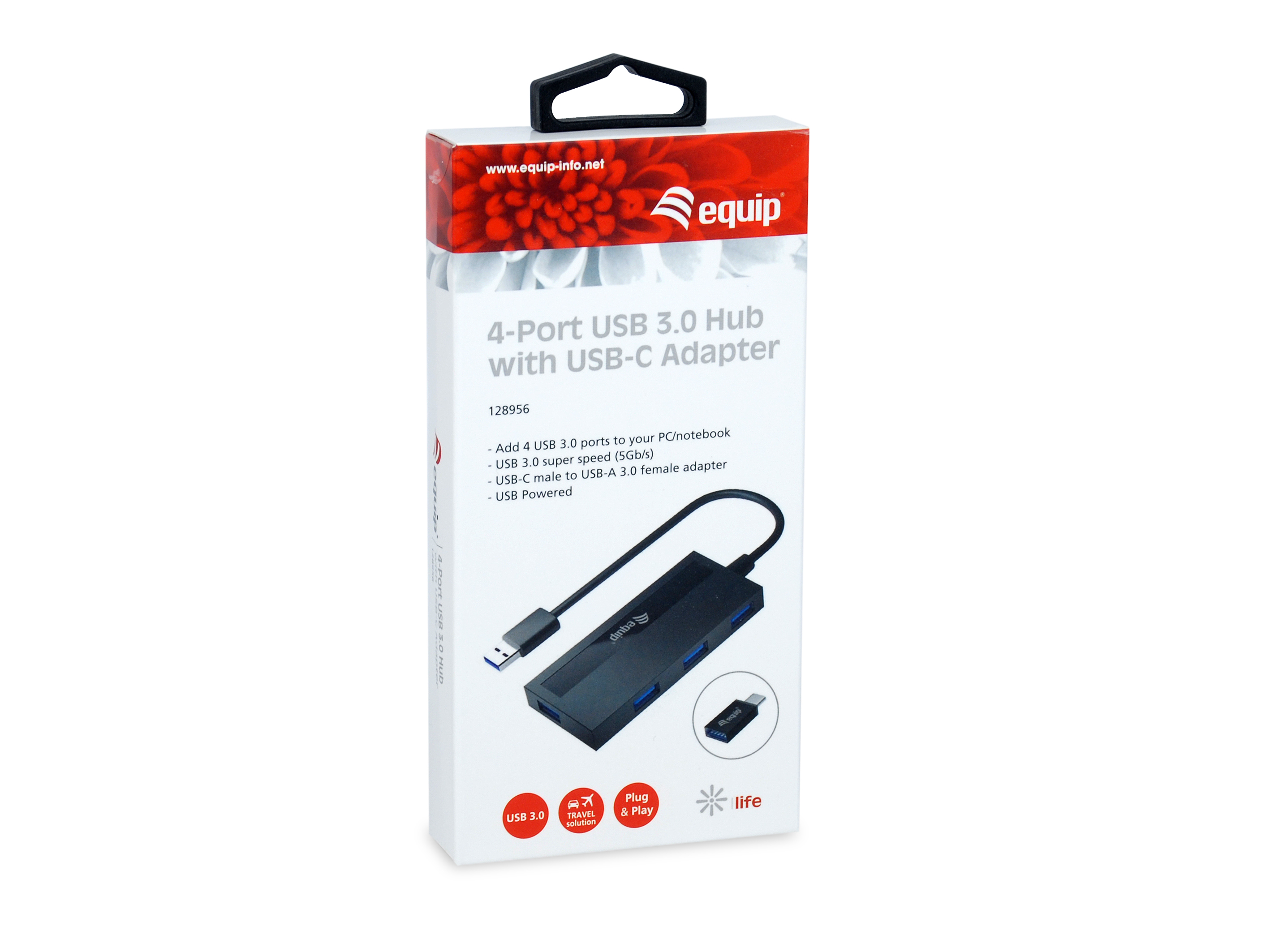 Equip 4-Port USB-A3.2-Hub->4xUSB-A 3.2 +USB-C Adapter 5Gbps