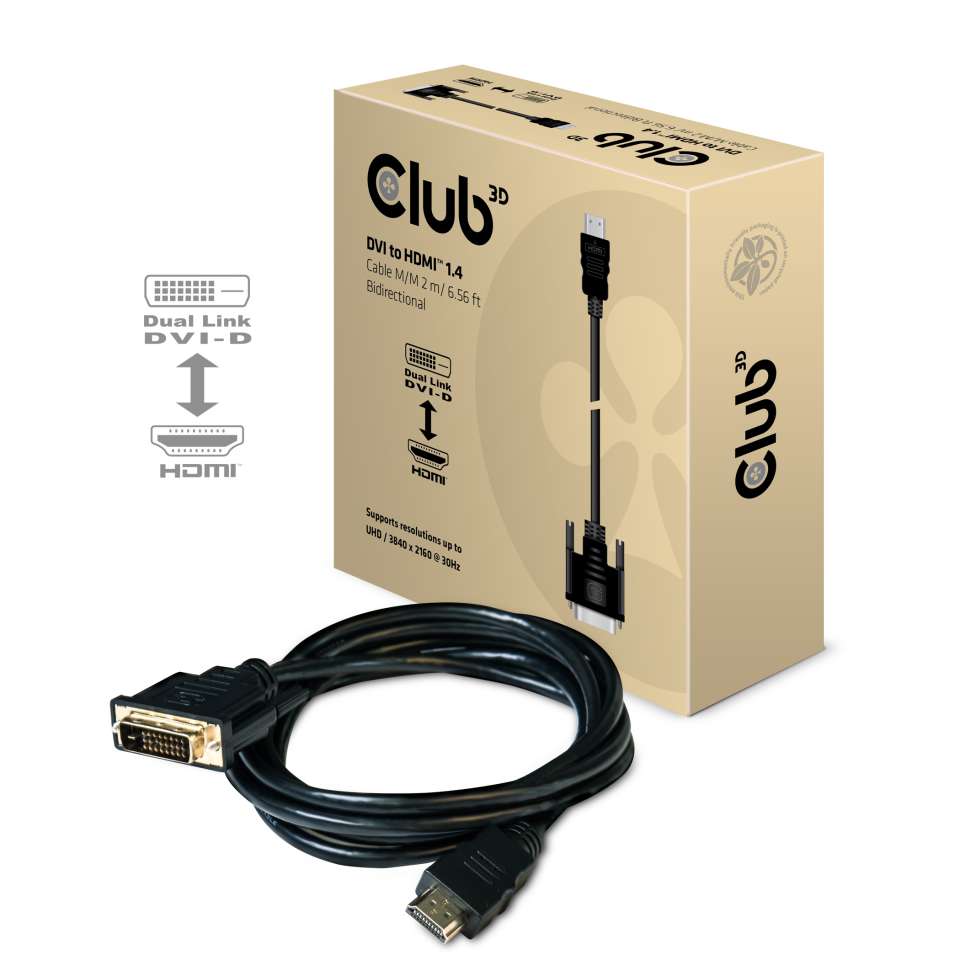 Club3D Kabel DVI  HDMI 1.4 2m 4K30Hz St/St retail