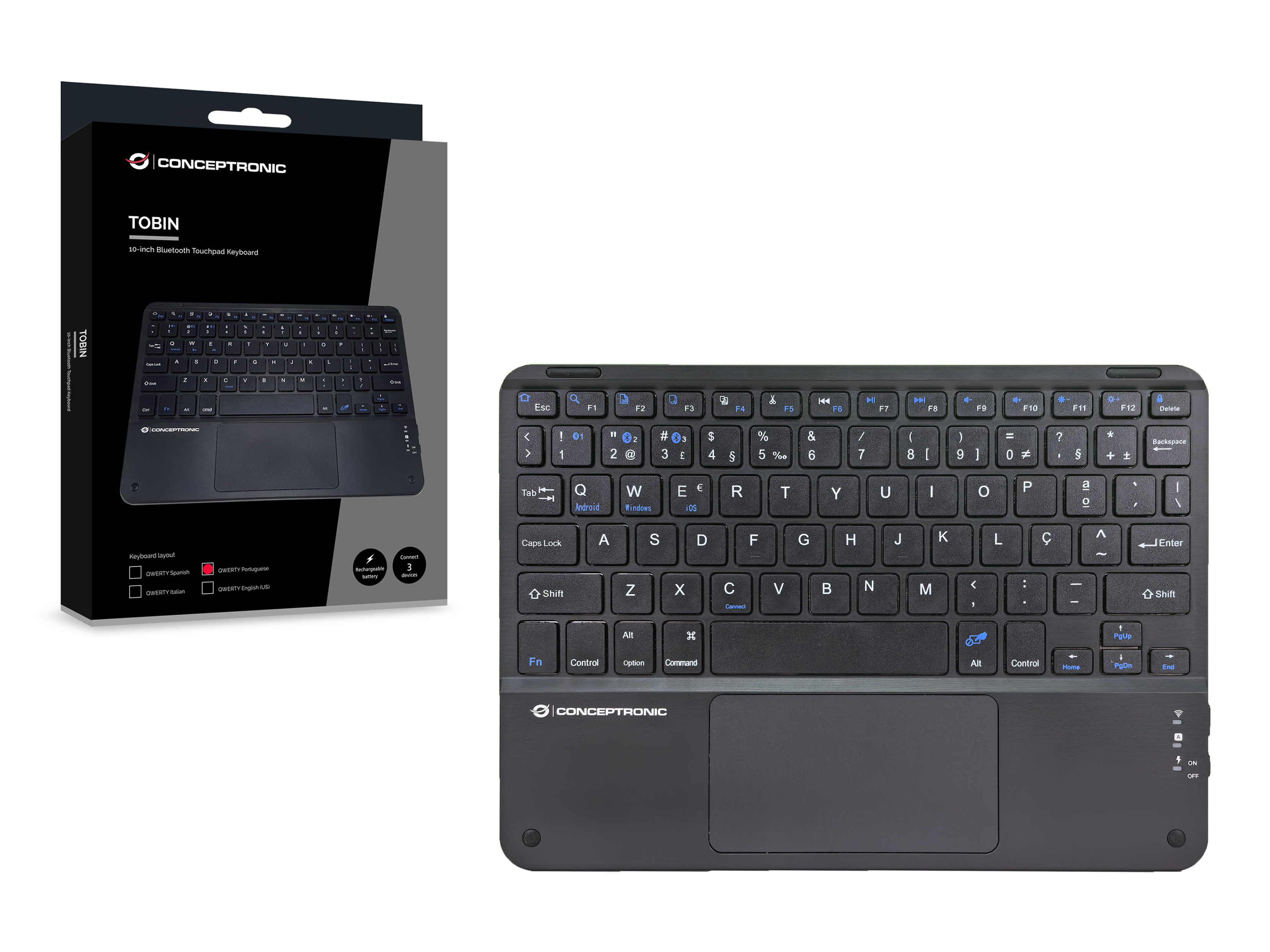 CONCEPTRONIC 10 Wireless Tastatur BT5.4 Layout PT schwarz