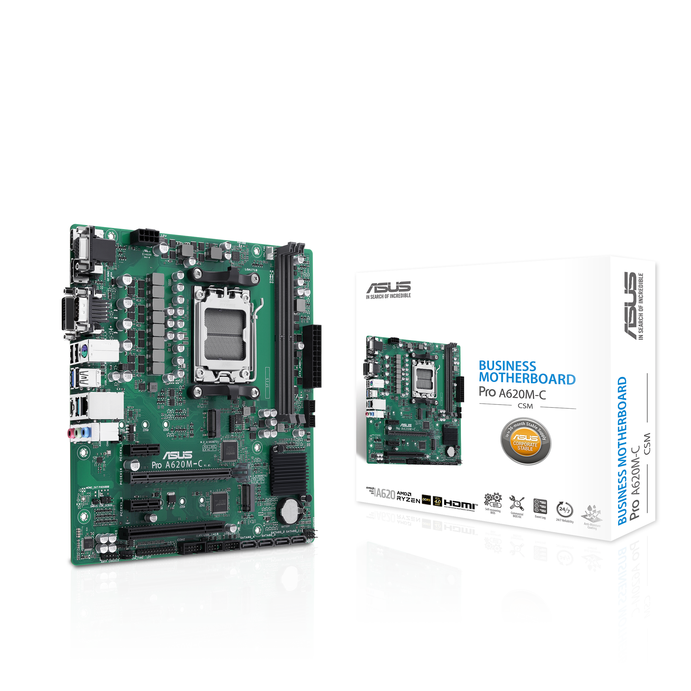 ASUS PRO A620M-C-CSM AM5 2xDDR5 mATX MB 4xSATA 2xM.2
