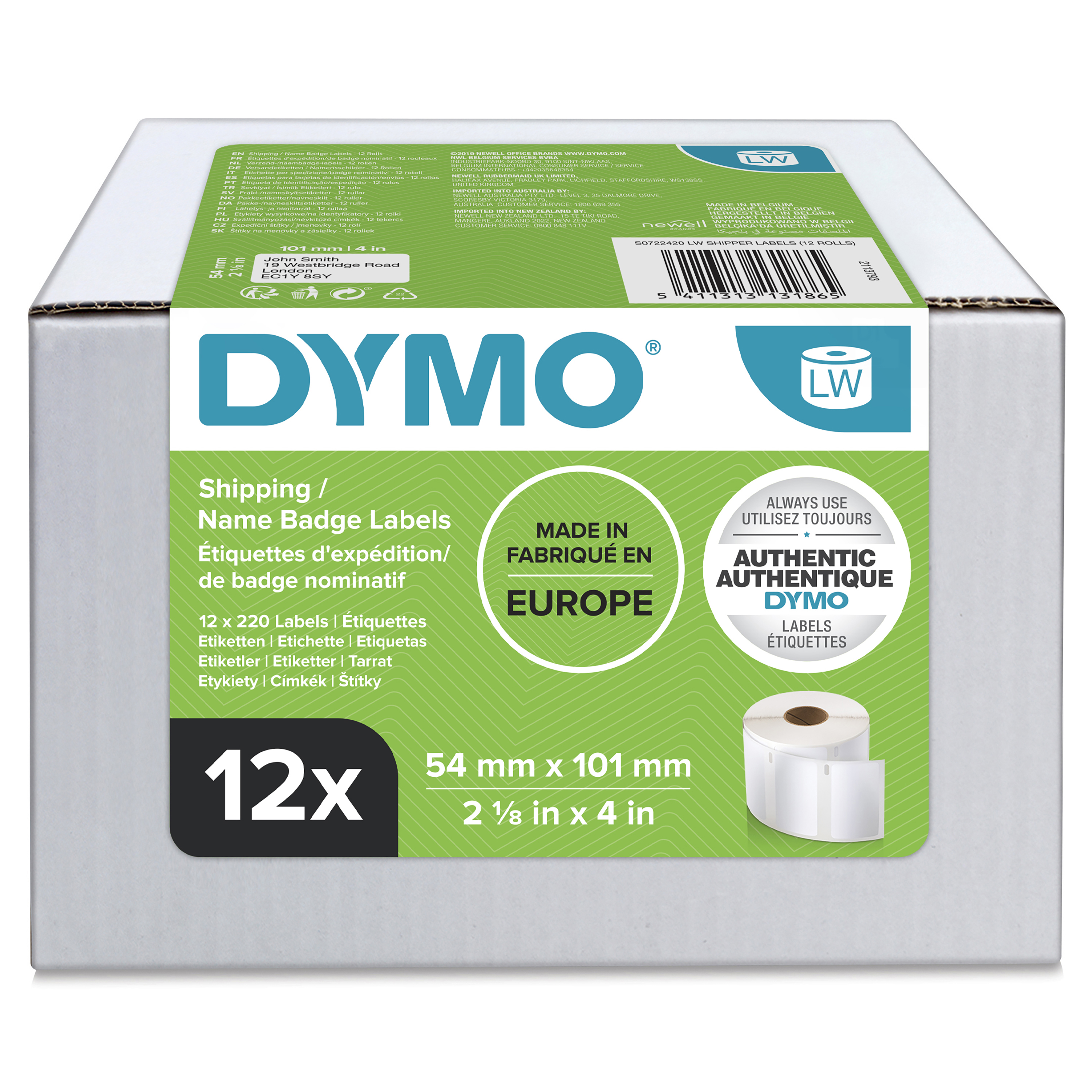 DYMO LW-Versandetiketten Vorteilspack 54x101mm 12Rl 220St/Rl