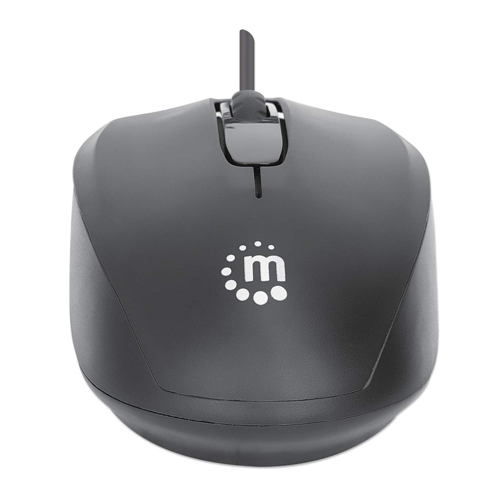 MANHATTAN Comfort II Optische USB-Maus USB-A drei Tasten plus Mausrad 1000 dpi für Links- und Rechtshänder 1,2 m Kabel schwarz