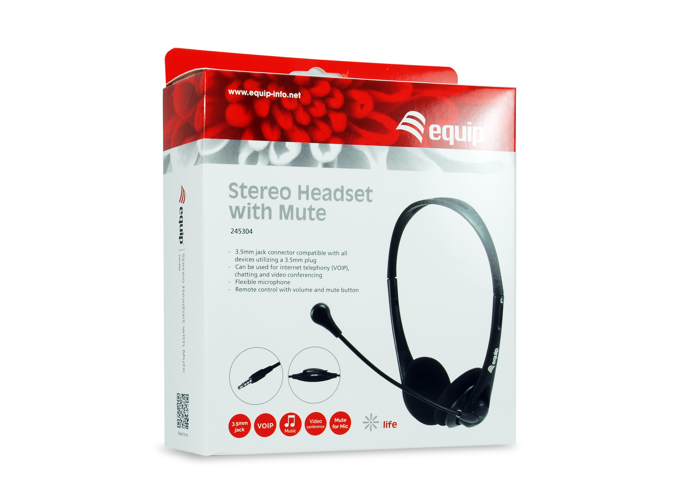 Equip Stereo-Headset Wired mit Mikro 3,5mm 1.80m schwarz