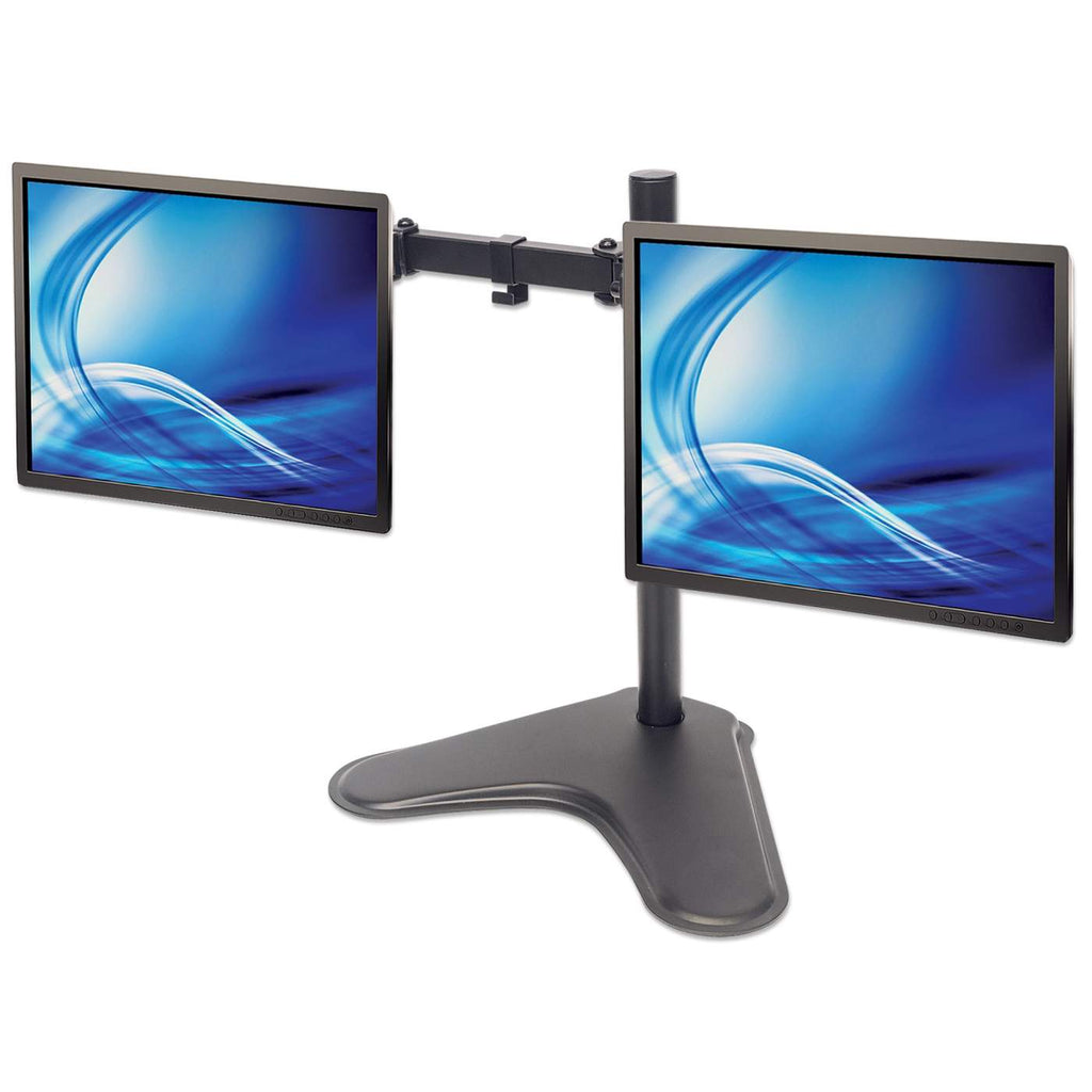 MANHATTAN Standfuss mit Monitorarm fuer 2 Monitore 33,02-81,28cm 13Z bis 32Z bis zu 8kg zweifach schwenkbar schwarz