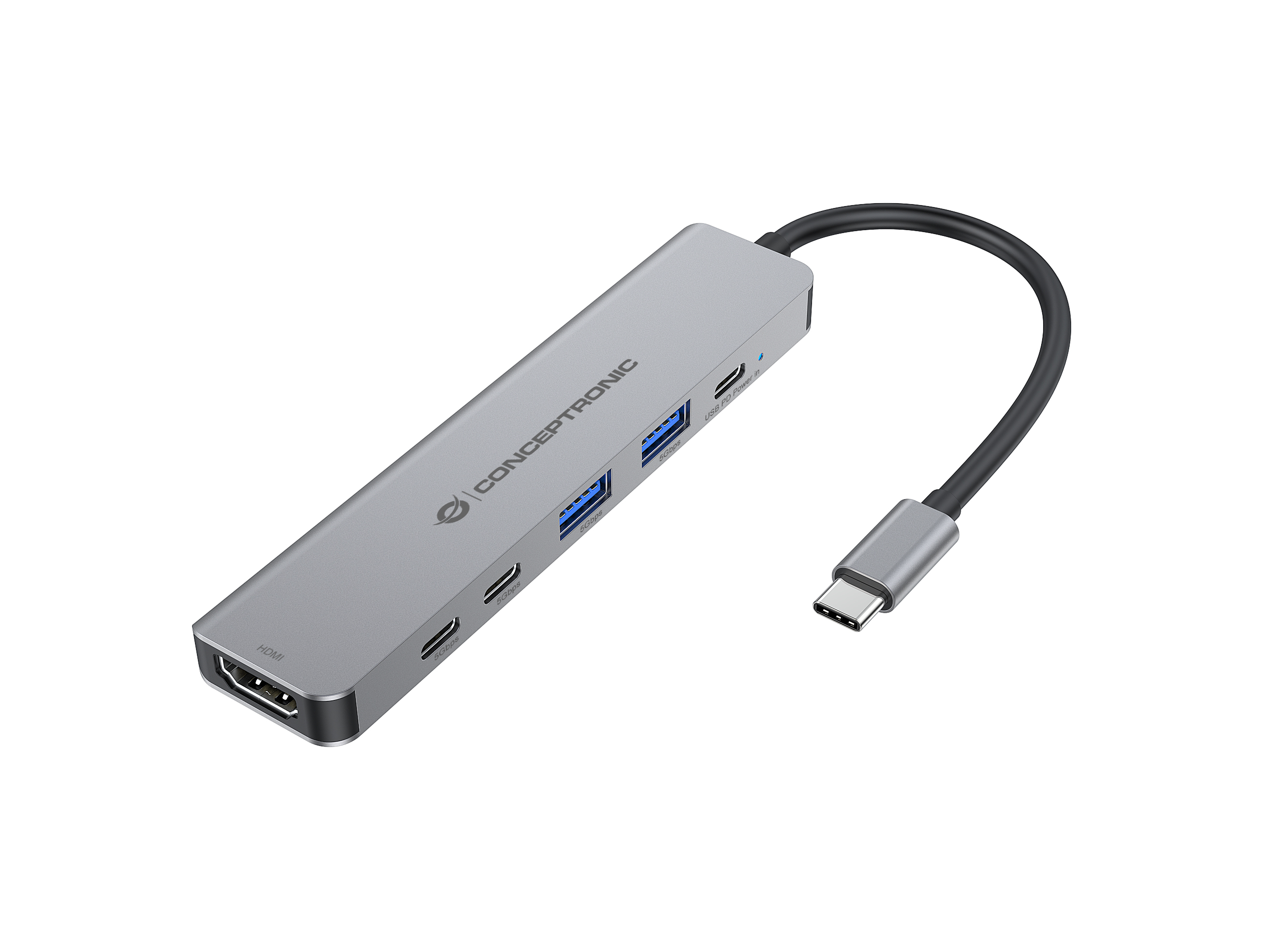 CONCEPTRONIC 6-1 Dock USB-C->HDMI/2xUSB-A/2xUSB-C/+ 25cm gr