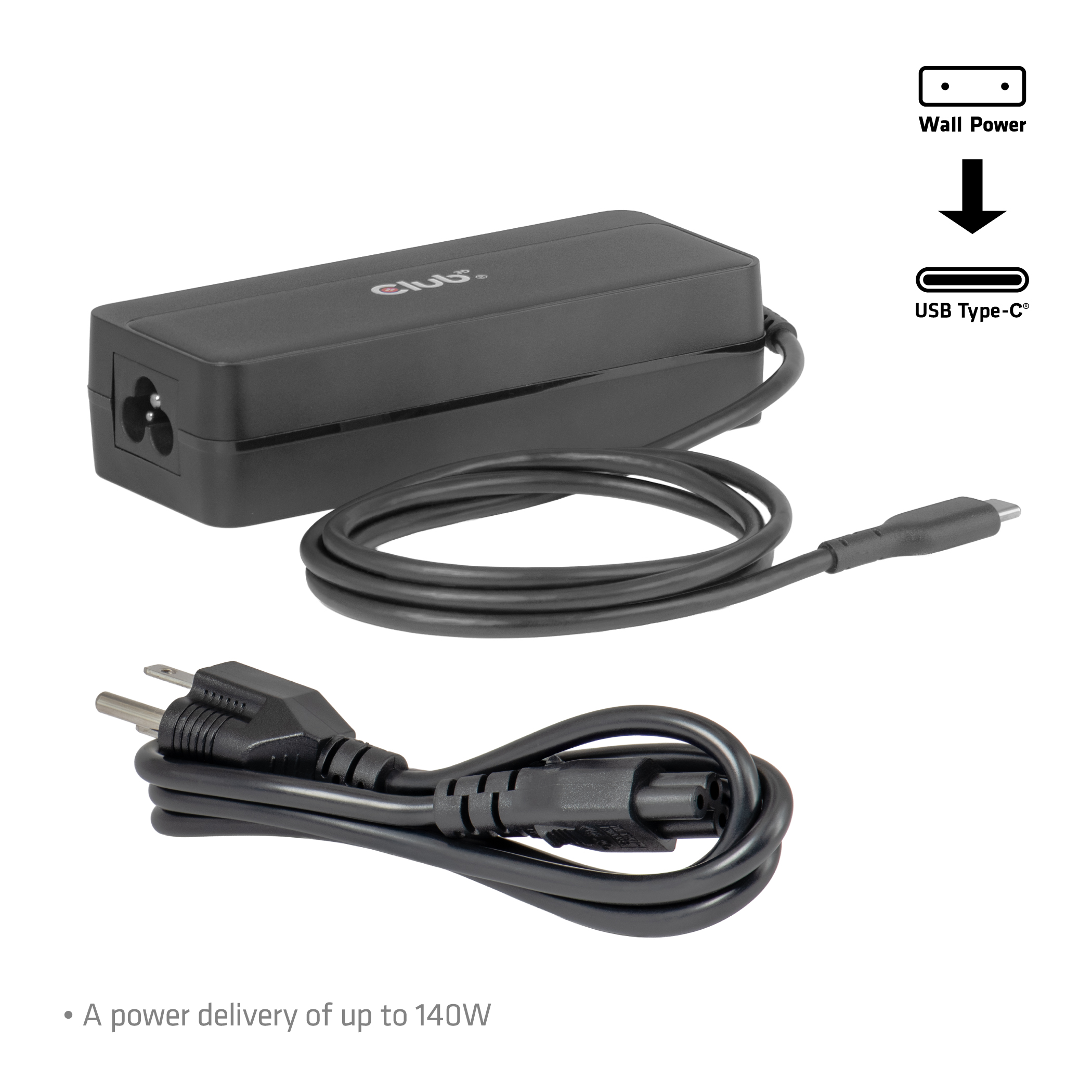 Club3D Laptop-Ladegerät USB-C PD3.1 140W, GaN retail