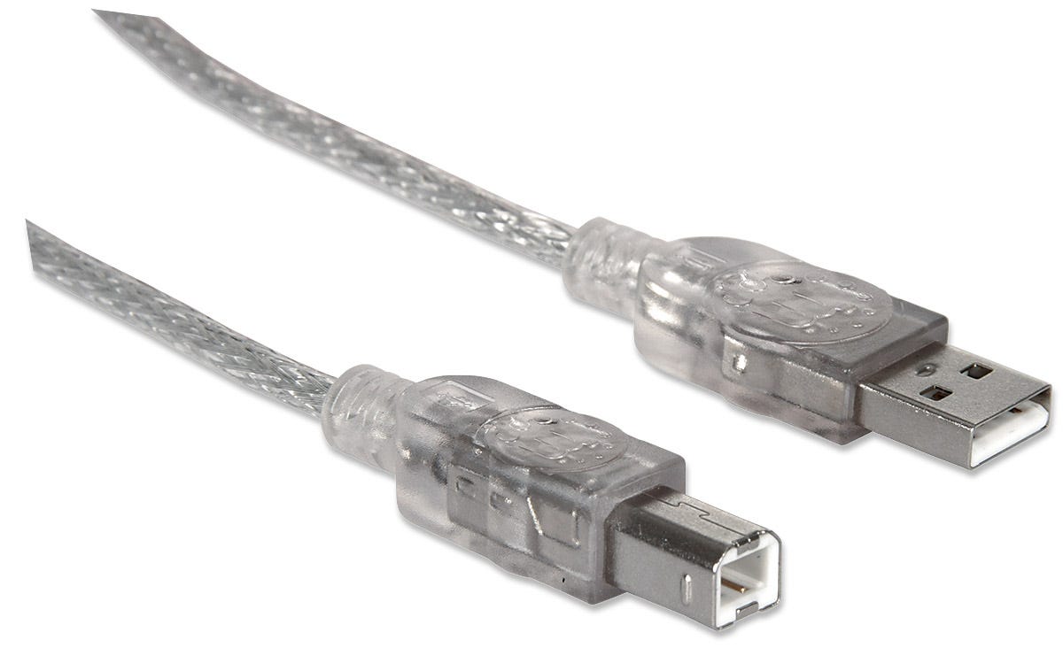 MANHATTAN USB Kabel A -> B St/St 3.00m silber