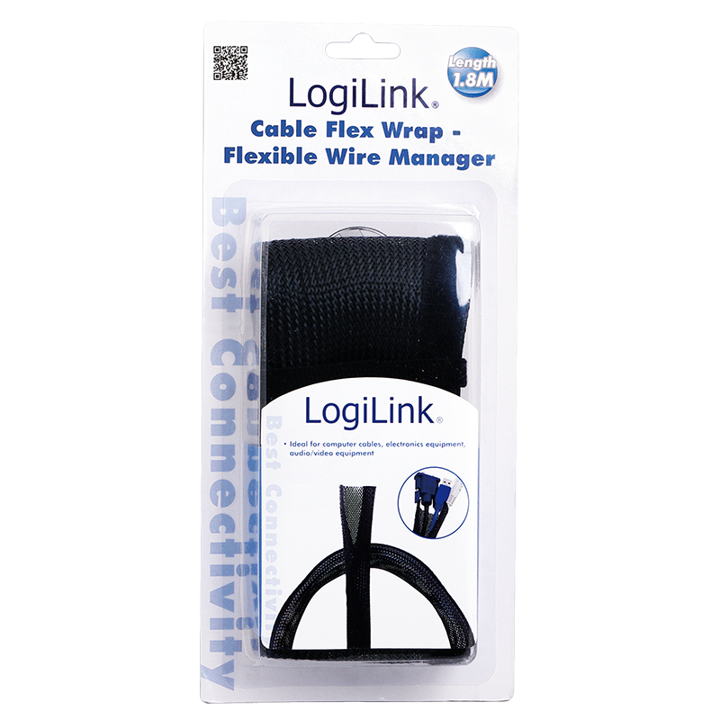 Logilink Kabelschlauch flexibel 1,8m schwarz