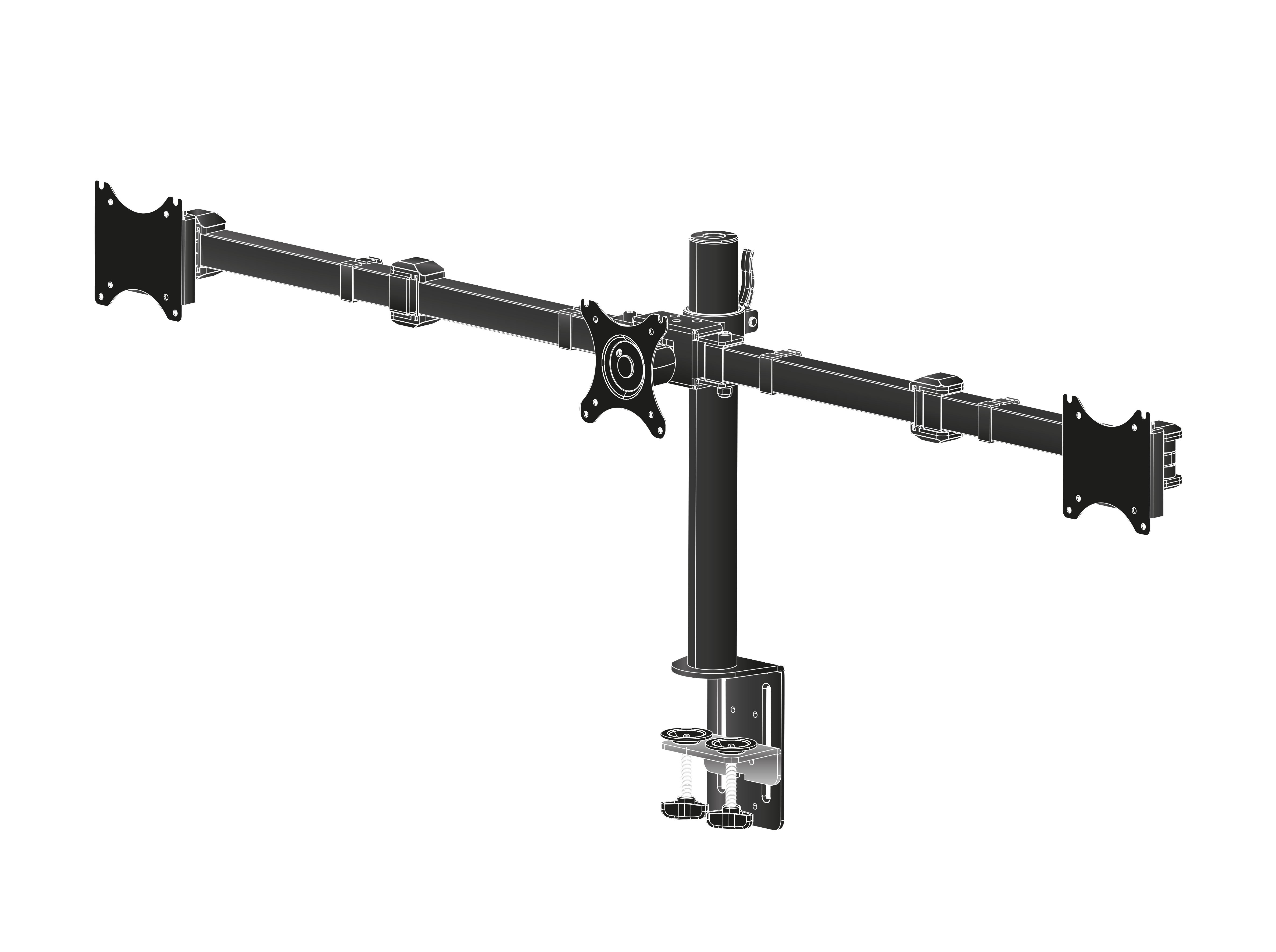 DS1003C-B1 TRIPLE DESKTOP ARM F/ 3 FLAT SCREENS 27IN 10KG