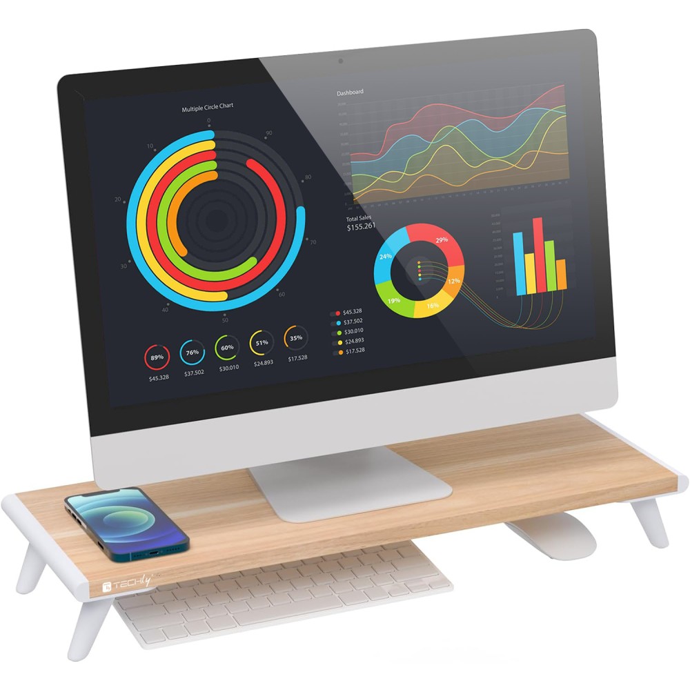 Techly Monitorständer Riser, Naturholz