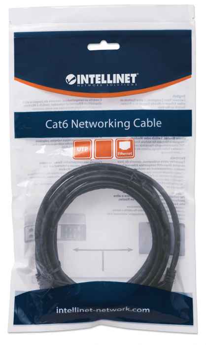 INTELLINET Netzwerkkabel Cat6 U/UTP CCA Cat6-kompatibel RJ45-Stecker/RJ45-Stecker 1,0 m schwarz