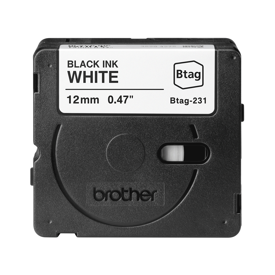 brother Schriftband Btag BTAG231, 12 mm, schwarz auf weiß, 1 St.