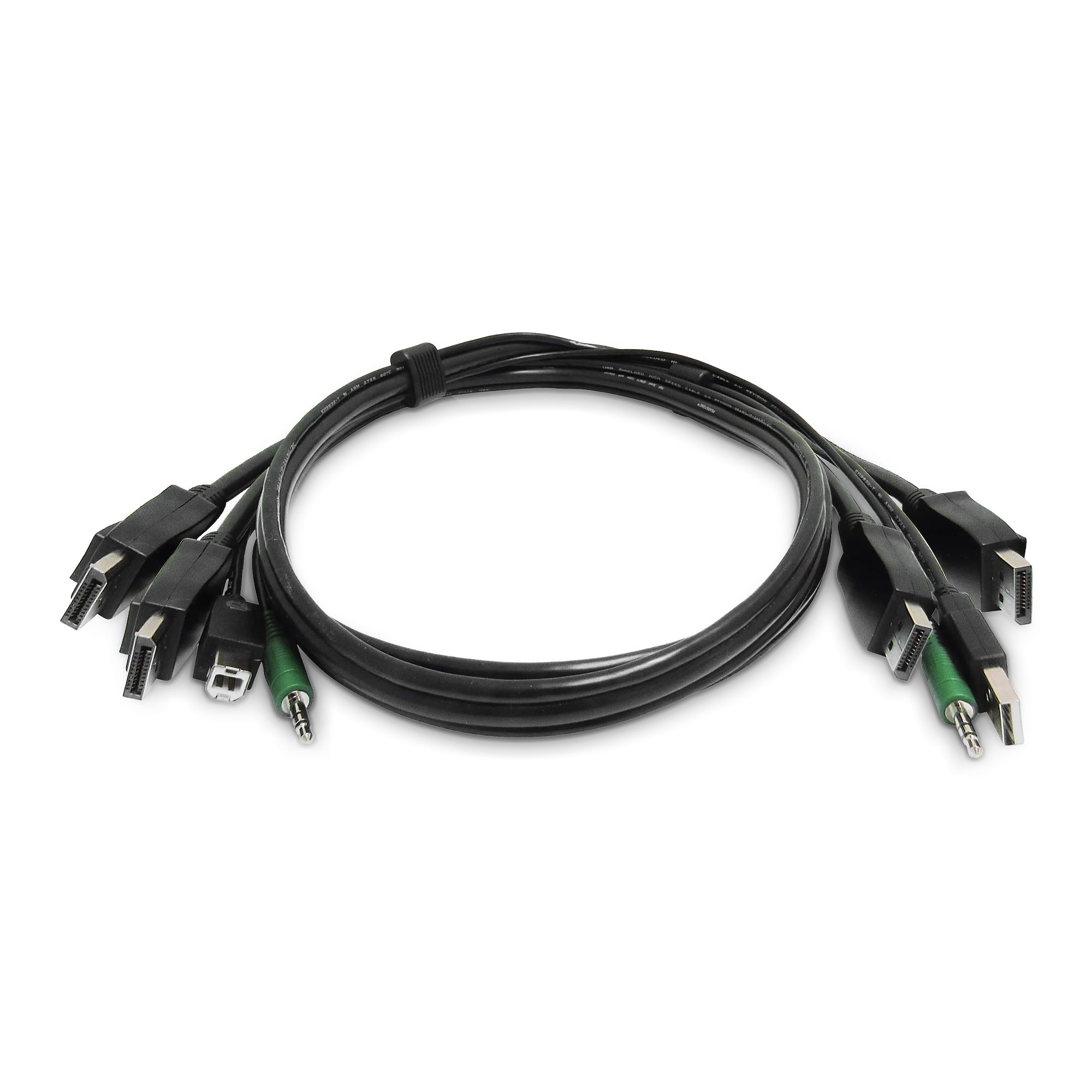 STARTECH.COM 1,8m Dual-DisplayPort KVM Kabel 2x USB 2.0 A zu B 3,5mm Audio universell kompatibles KVM Kombikabel TAA