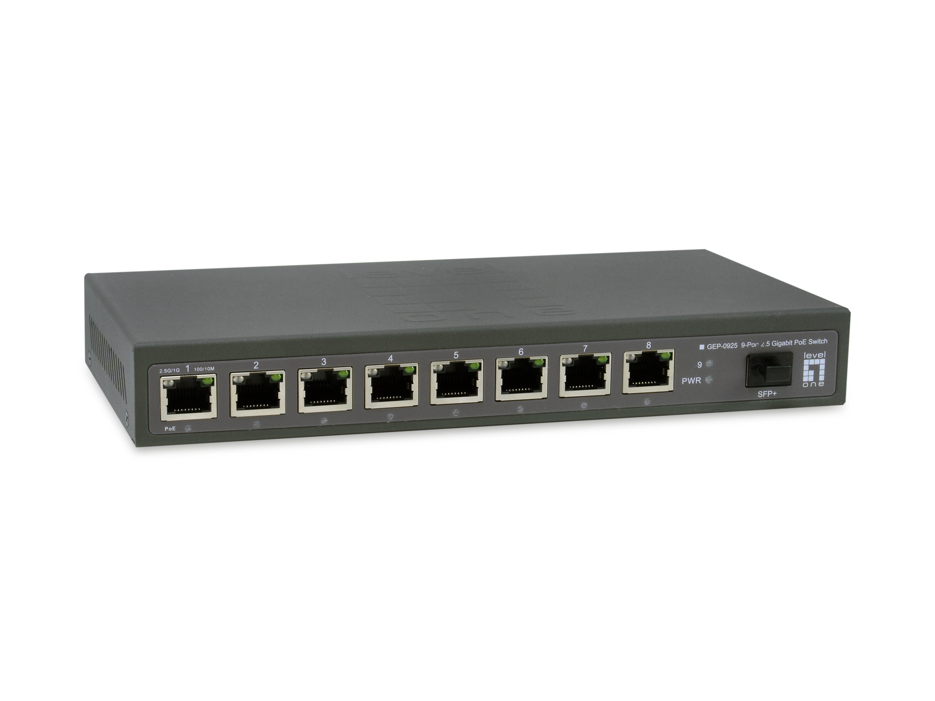 LevelOne PoE+Switch 8xGE PoE/1x10GSFP+ 120W unmanged Plastik