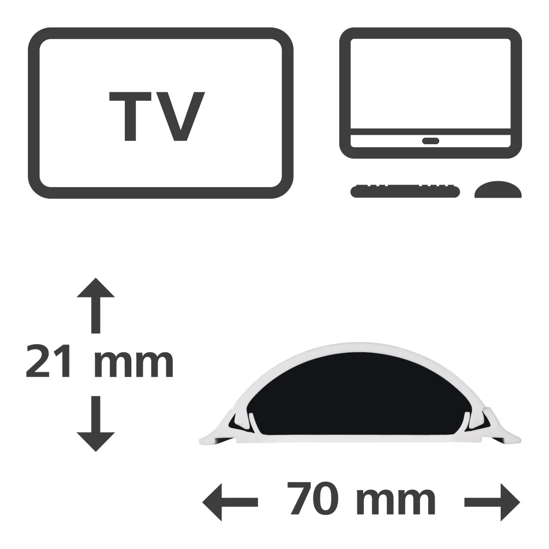 hama halbrund PVC Kabelkanal 100,0 cm weiß