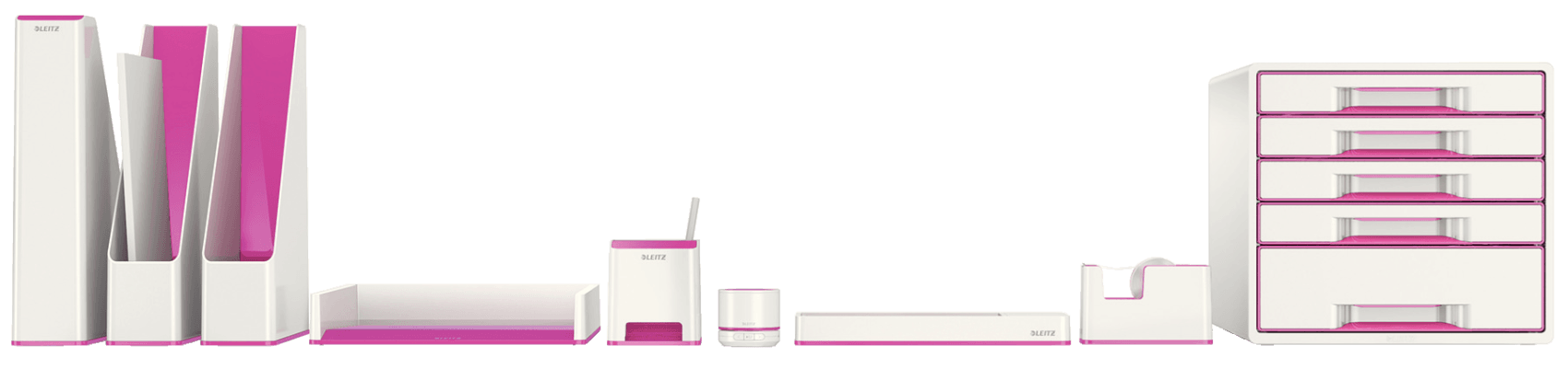 LEITZ Schubladenbox WOW Cube perlweiß/pink 52142023, DIN A4 mit 5 Schubladen, 1 St.