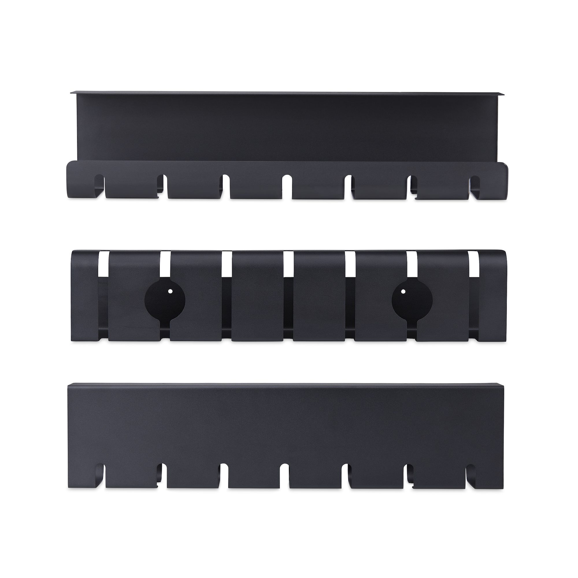 STARTECH.COM 2er-Pack Untertisch Kabelmanagement Tray 53cm Länge pro Ablage Metall Schlitz Kabelorganizer Schraubmontage Schwarz TAA