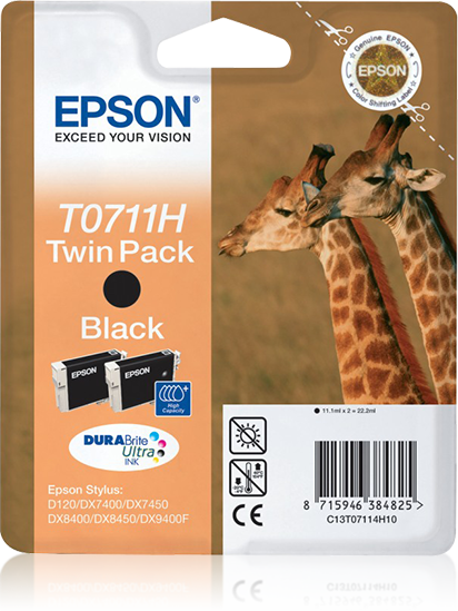 EPSON T0711H (Giraffe) schwarz Druckerpatronen, 2er-Set