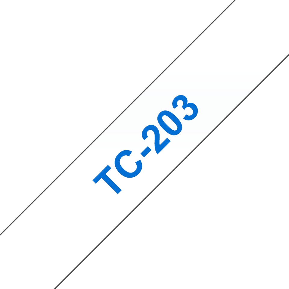 brother Schriftband TC-203 TC203, 12 mm, blau auf weiß, 1 St.