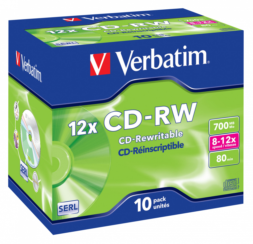 verbatim CD-RW 700 MB wiederbeschreibbar, 10 St.