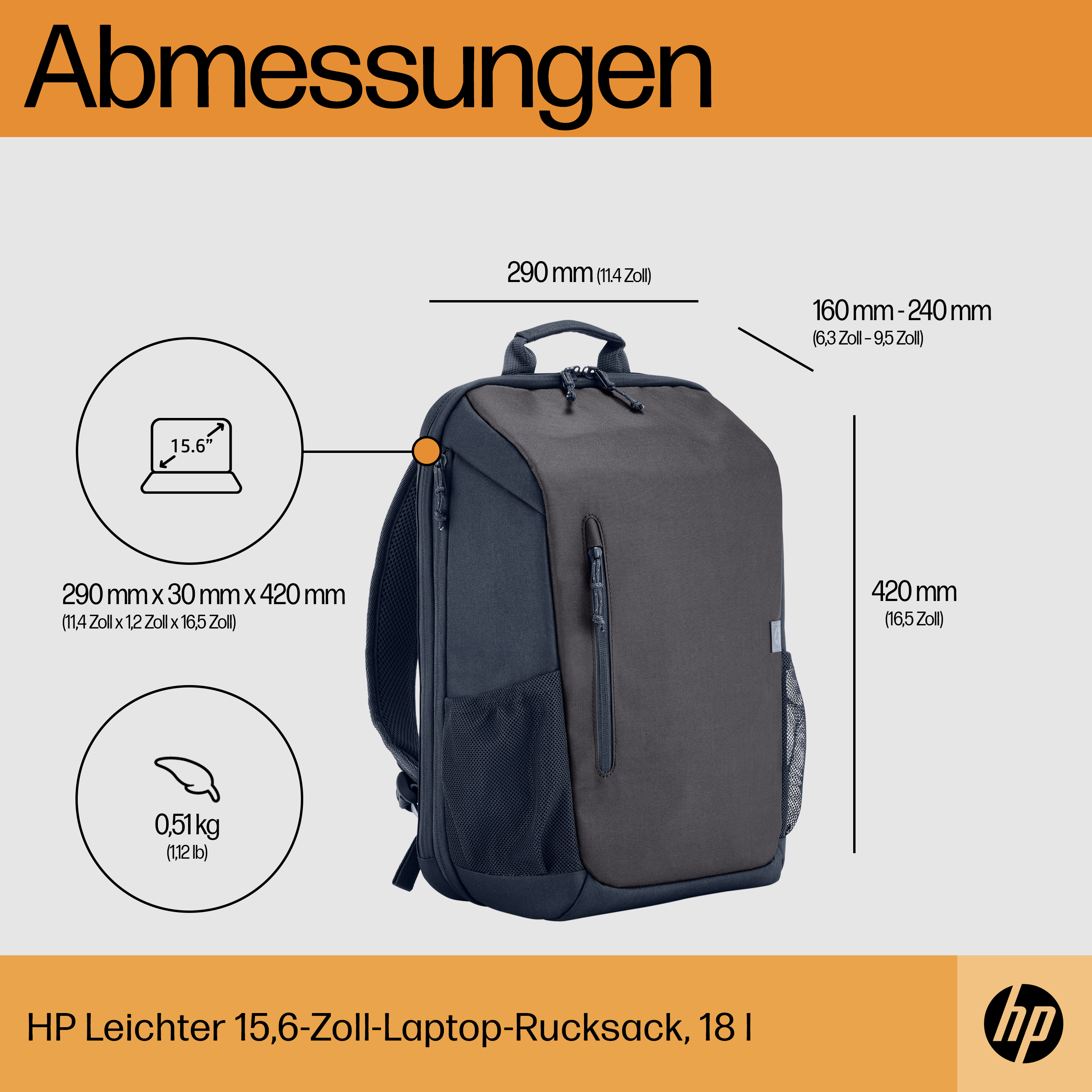 HP Travel - Notebook-Rucksack - 39.6 cm - bis zu 15,6 - 18L