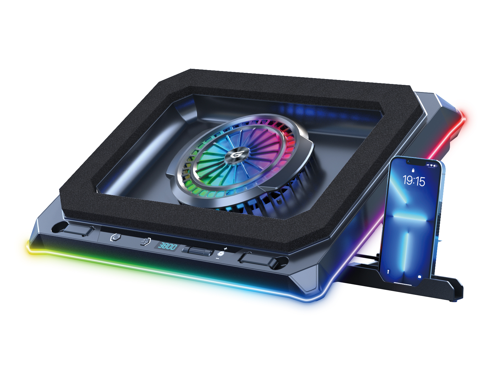 CONCEPTRONIC USB-C Laptop-Kühlpad + Handyhalter, 130mm lang